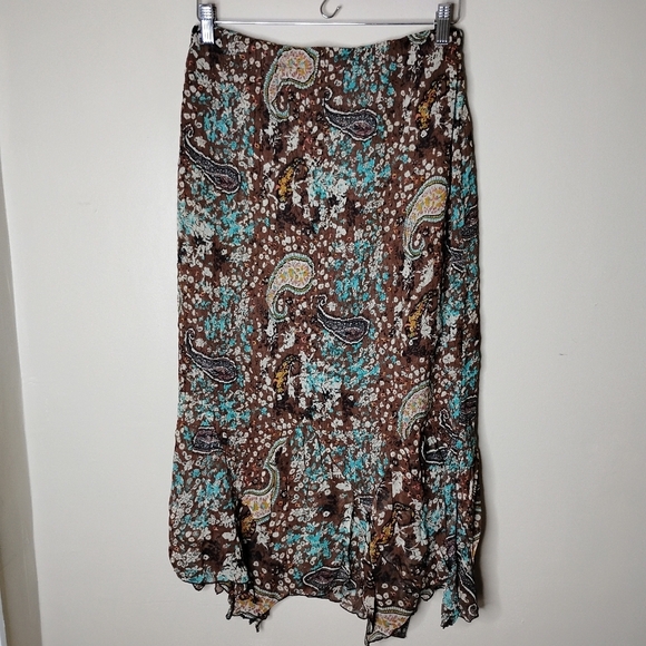 Cocoon Bay 2pc Set M Paisley Crinkle Top & Asym Midi Skirt Boho Lagenlook - Picture 9 of 10